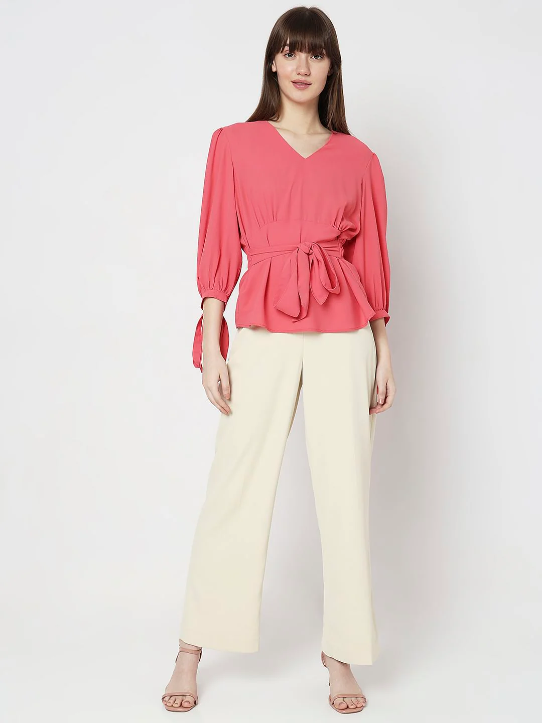 Coral Puff Sleeves Top - Image 5