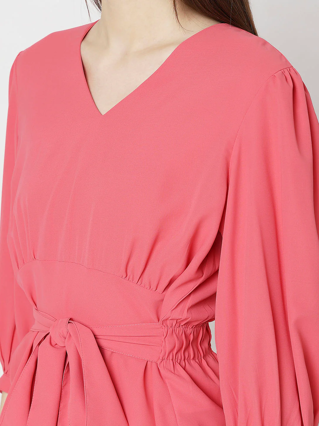 Coral Puff Sleeves Top - Image 8