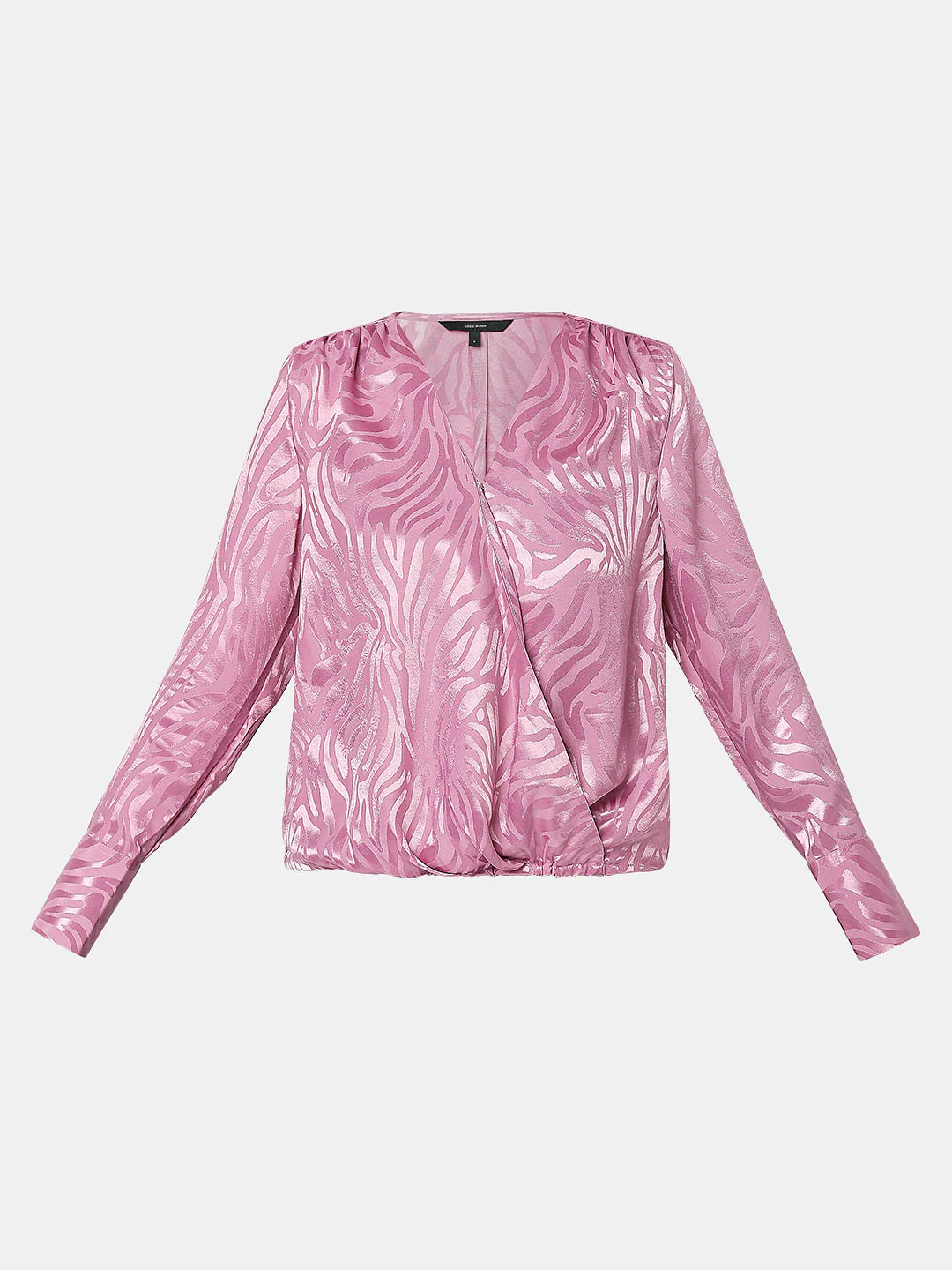 Pink Printed Overlap Top - Image 7