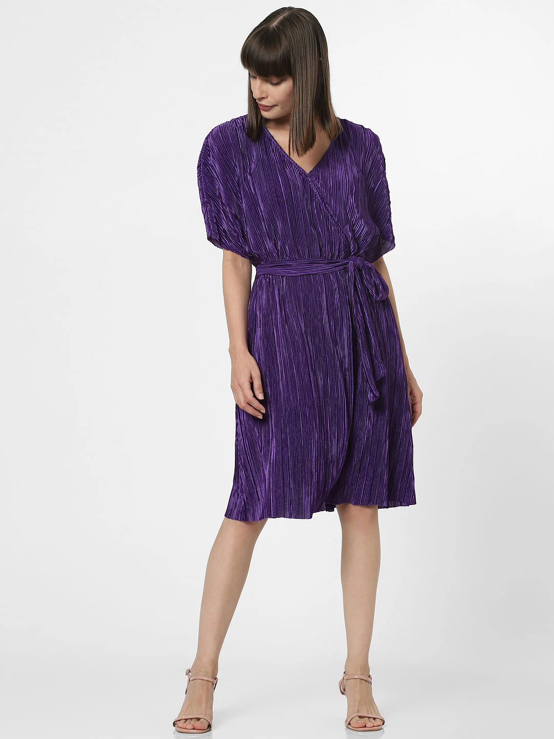 Purple Plisse Fit & Flare Dress - Image 5
