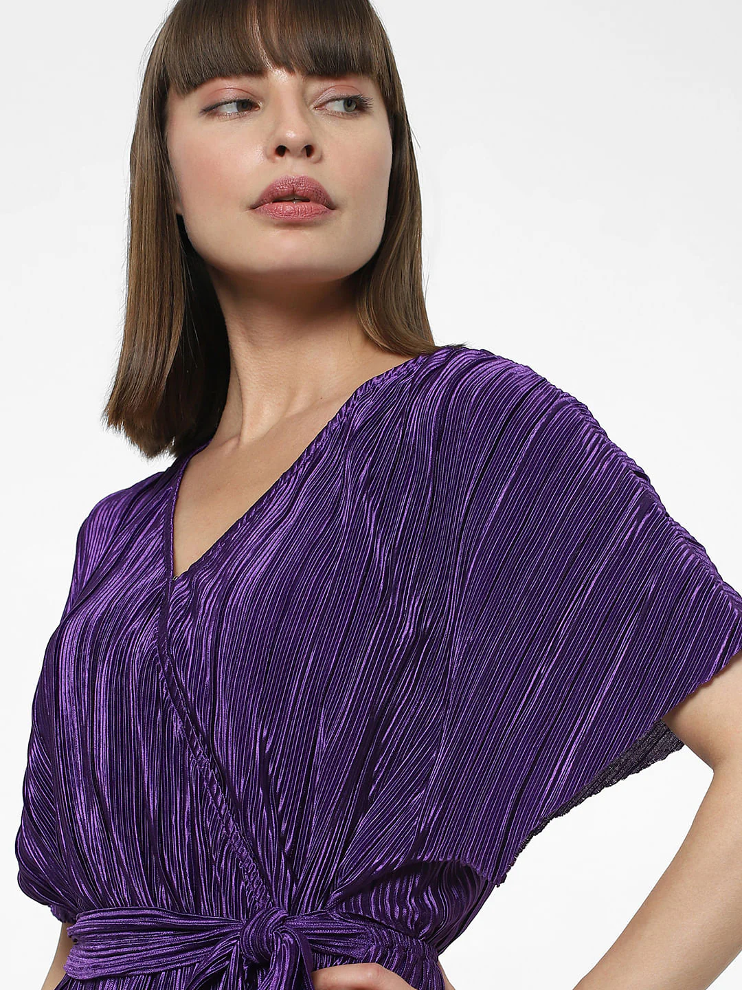 Purple Plisse Fit & Flare Dress - Image 6