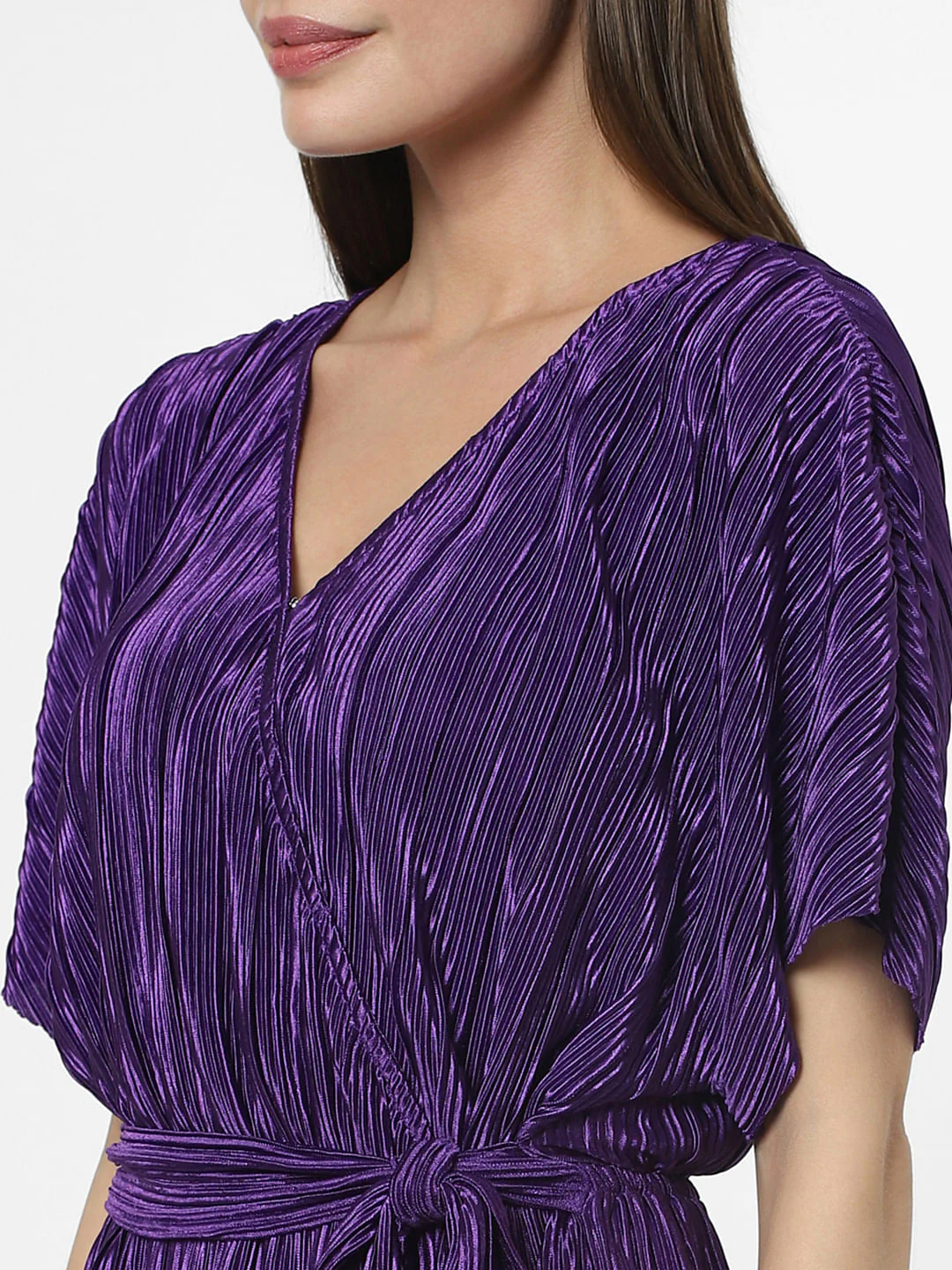 Purple Plisse Fit & Flare Dress - Image 8