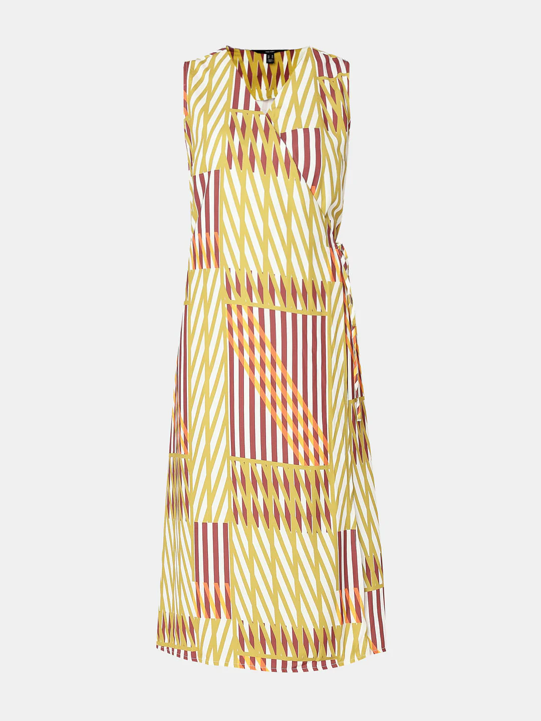 Yellow Printed Wrap Midi Dress - Image 6