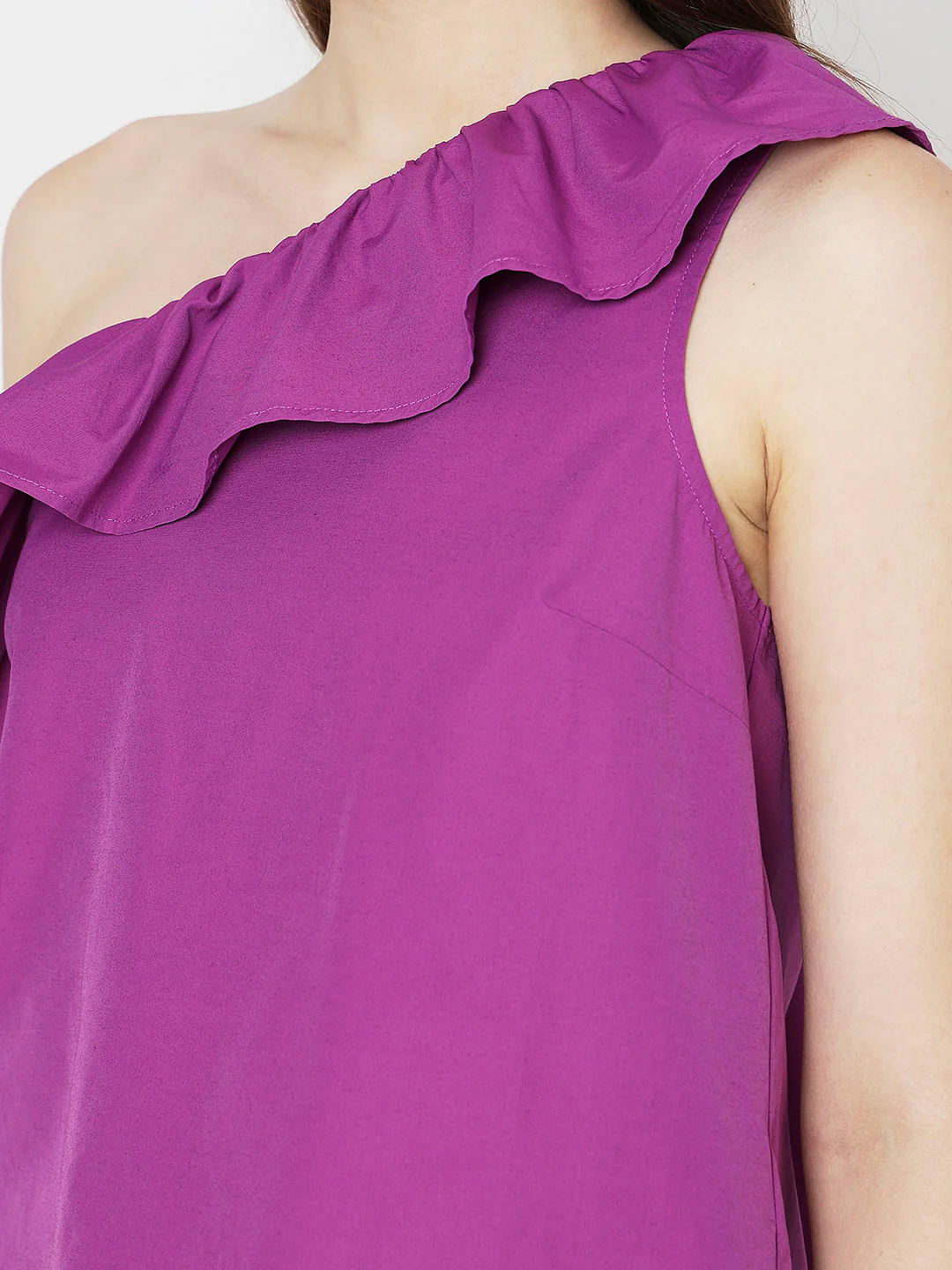 Purple One-Shoulder Ruffle Top - Image 8