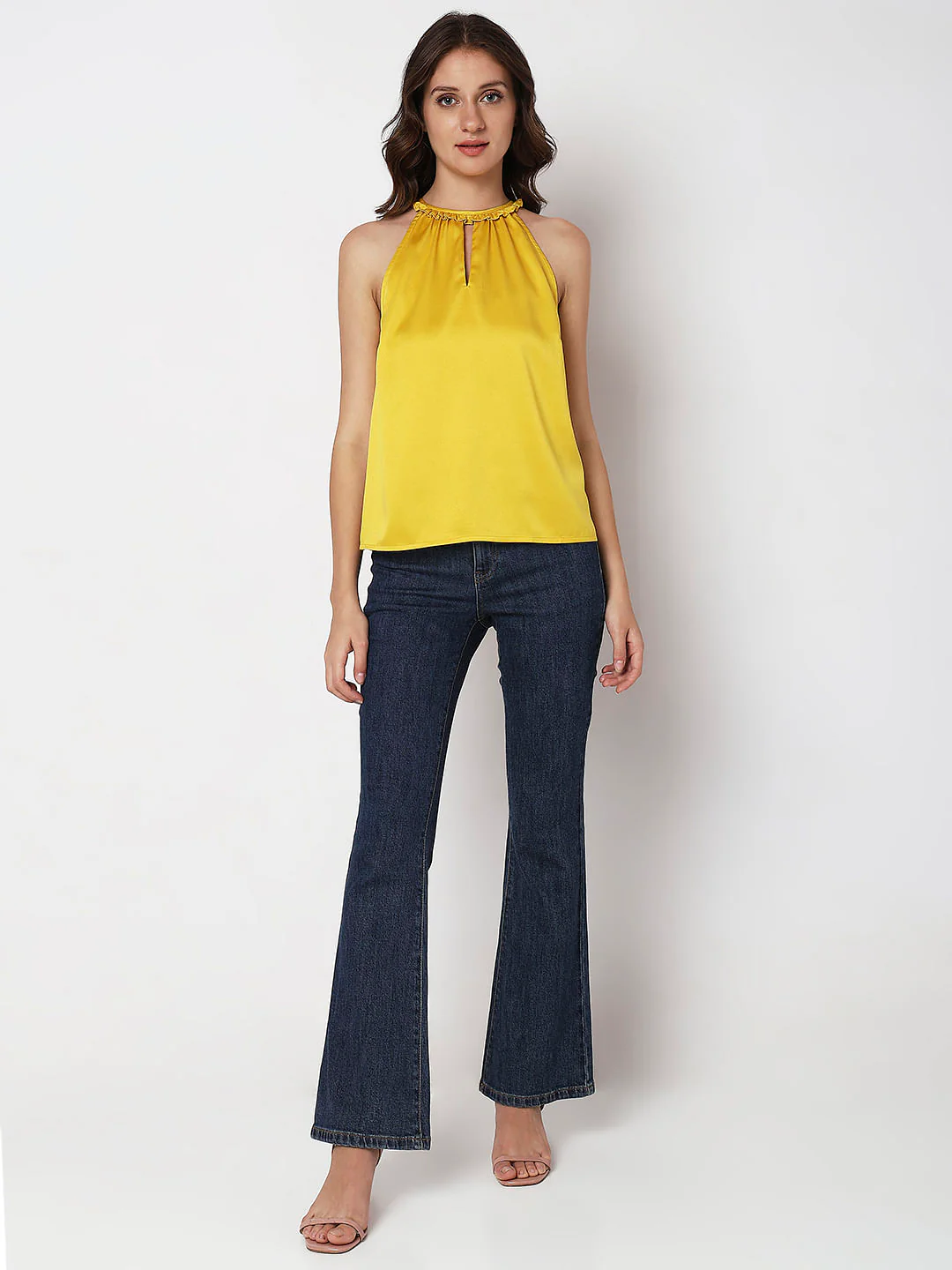 Yellow Satin Halter Neck Top - Image 5