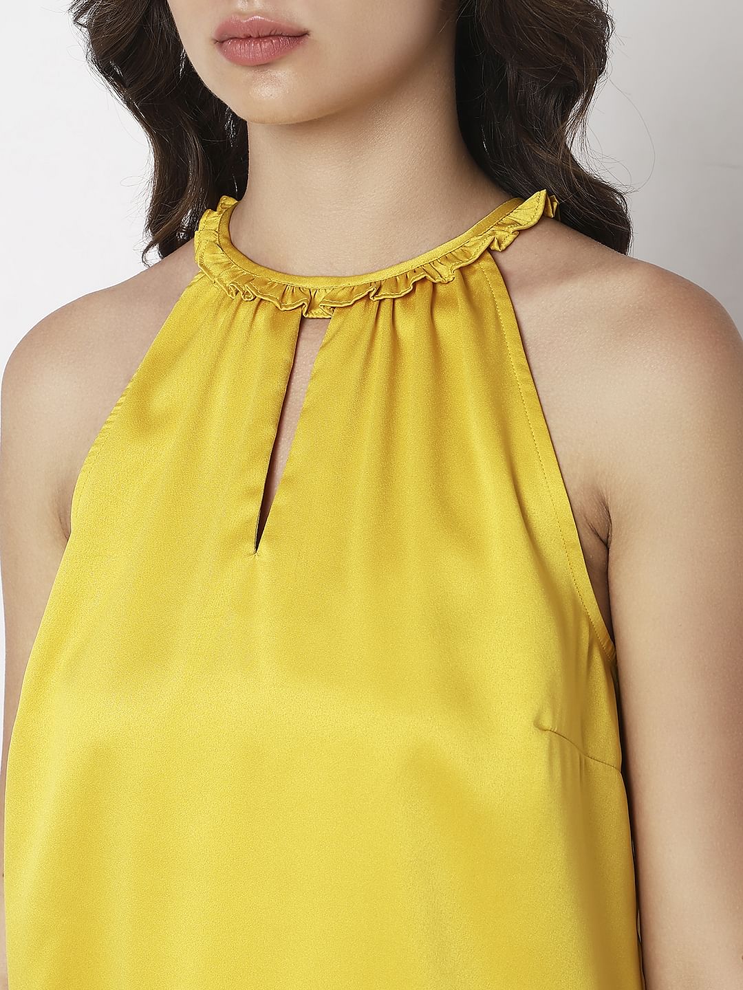 Yellow Satin Halter Neck Top - Image 8