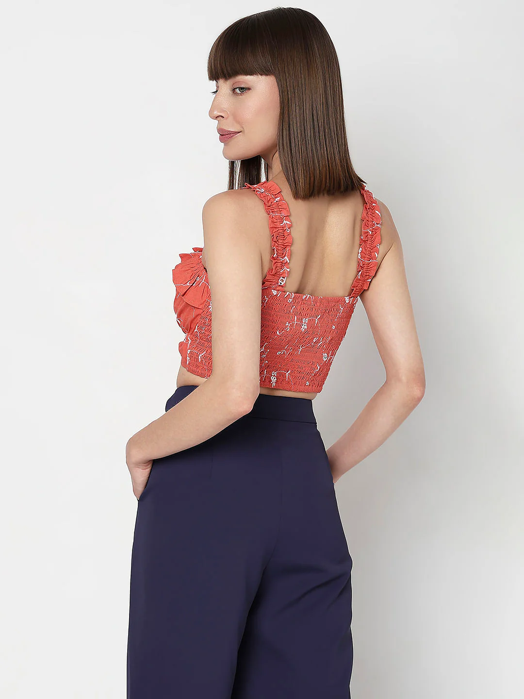 Orange Embroidered Crop Top - Image 4