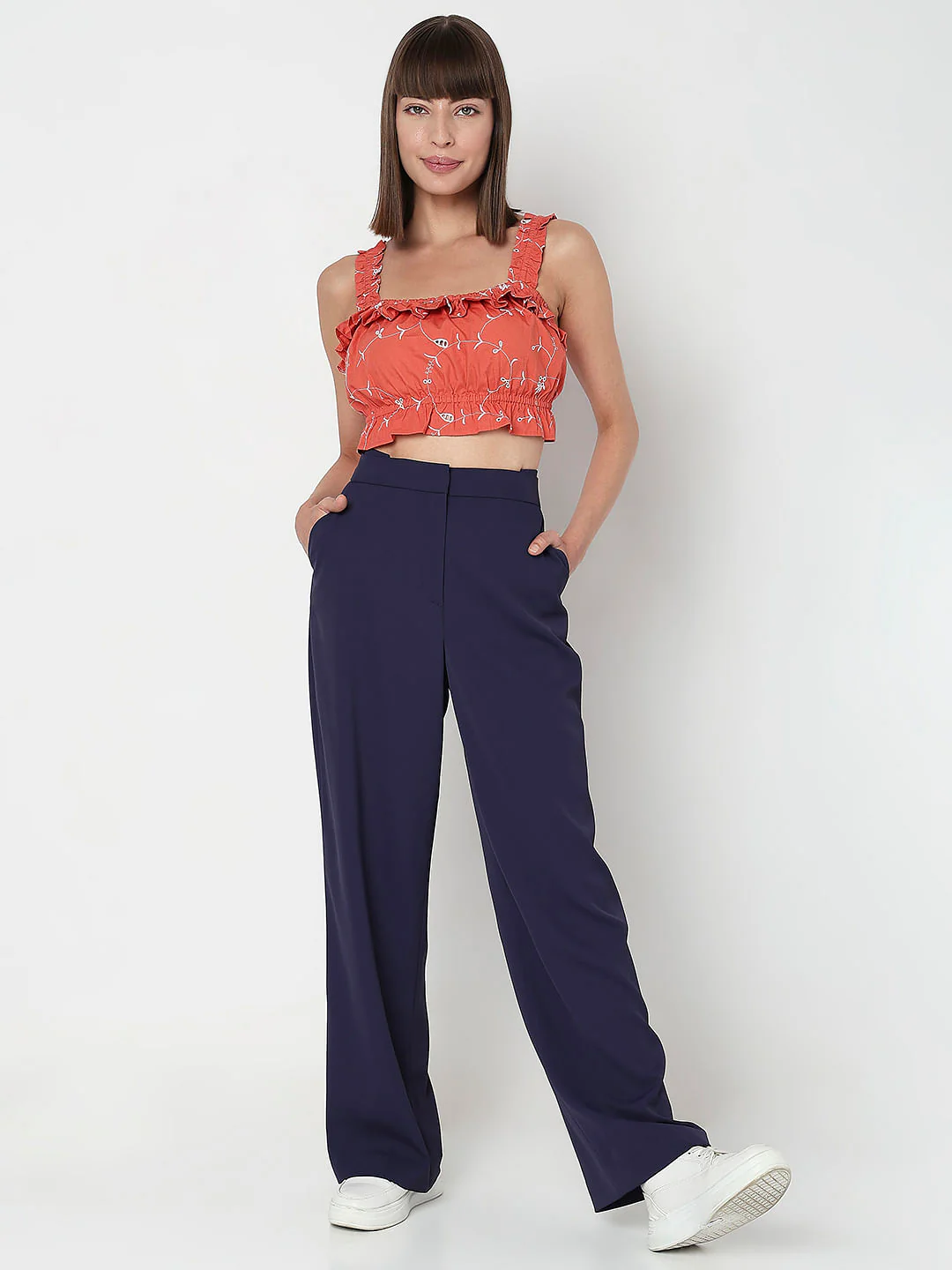 Orange Embroidered Crop Top - Image 5