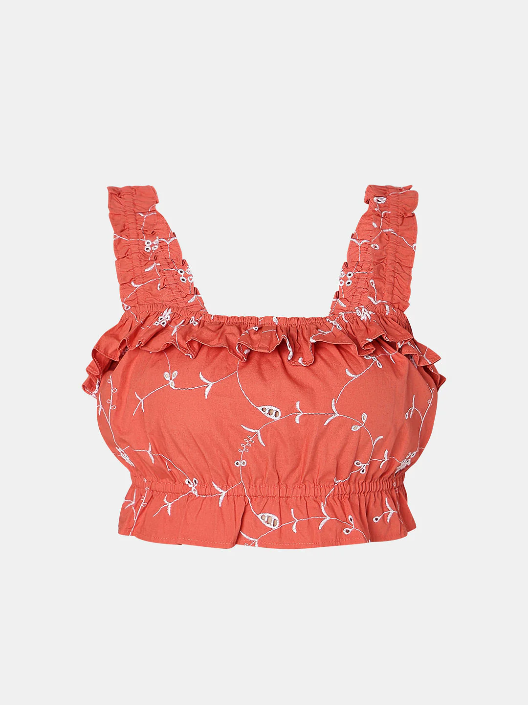 Orange Embroidered Crop Top - Image 7