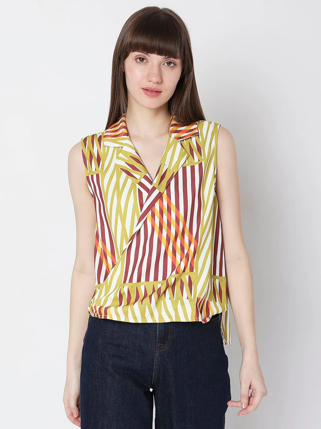 Yellow Striped Sleeveless Top - Image 2