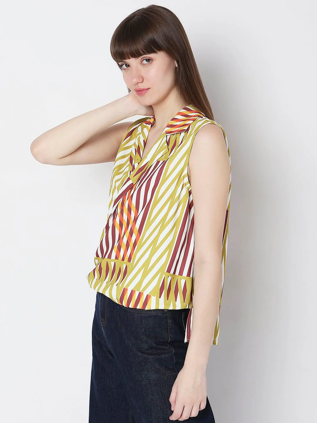 Yellow Striped Sleeveless Top - Image 3