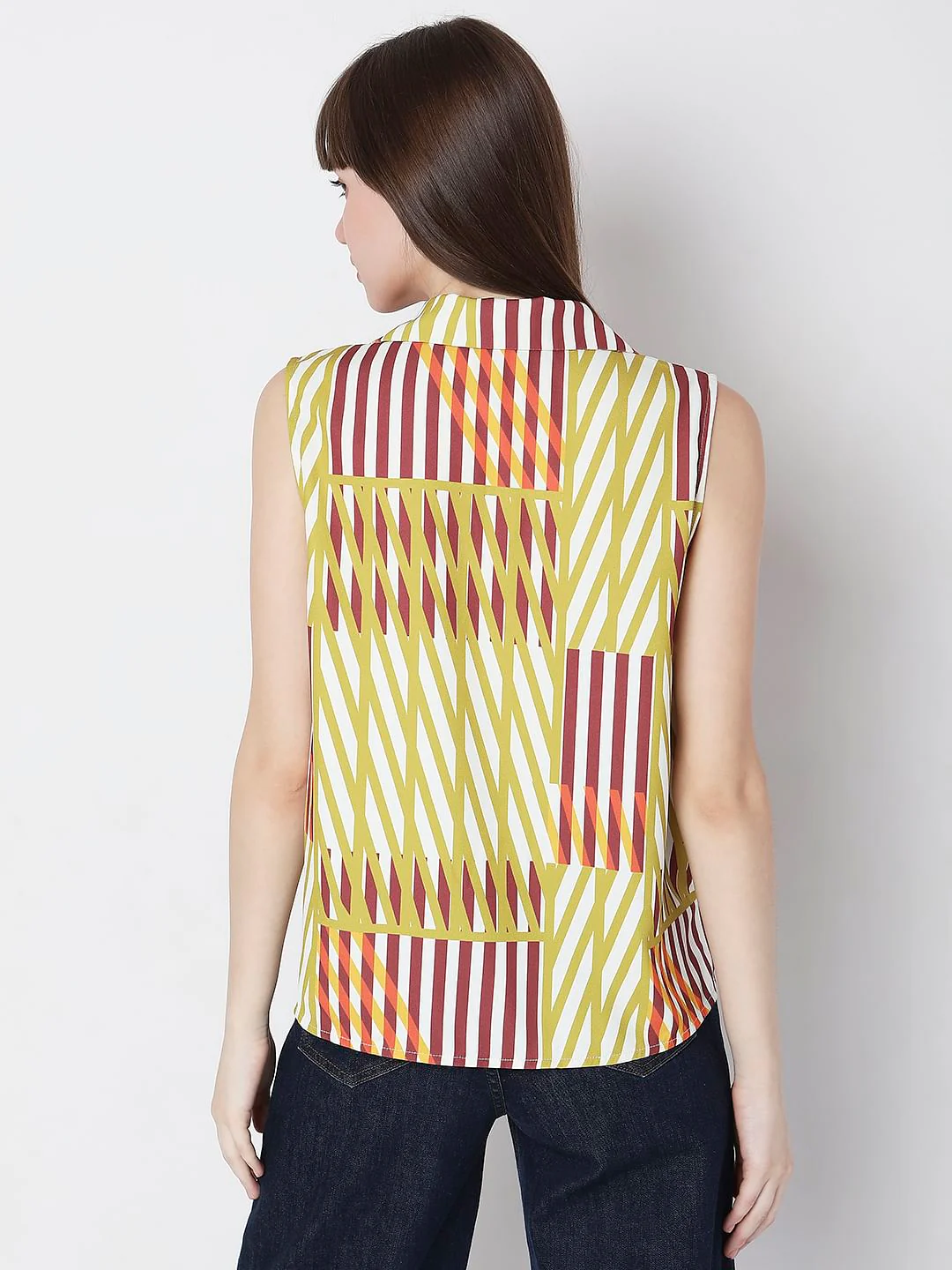 Yellow Striped Sleeveless Top - Image 4