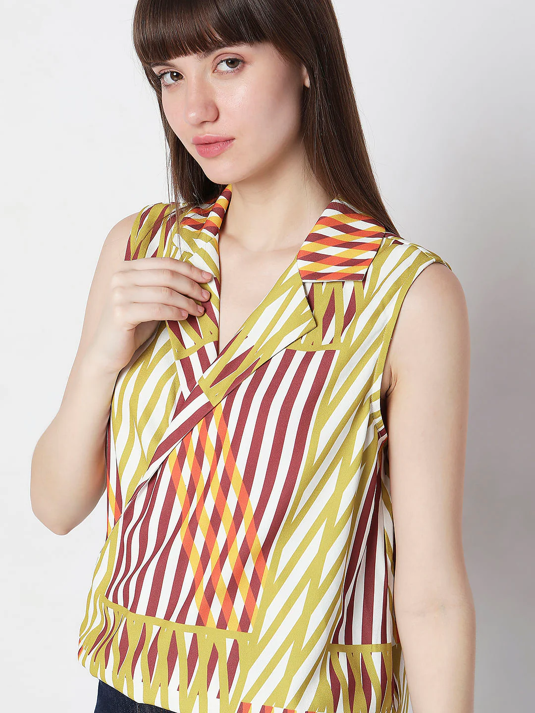 Yellow Striped Sleeveless Top - Image 6