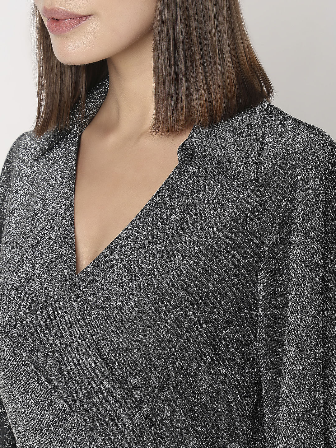 Black Lurex Knit Wrap Dress - Image 8