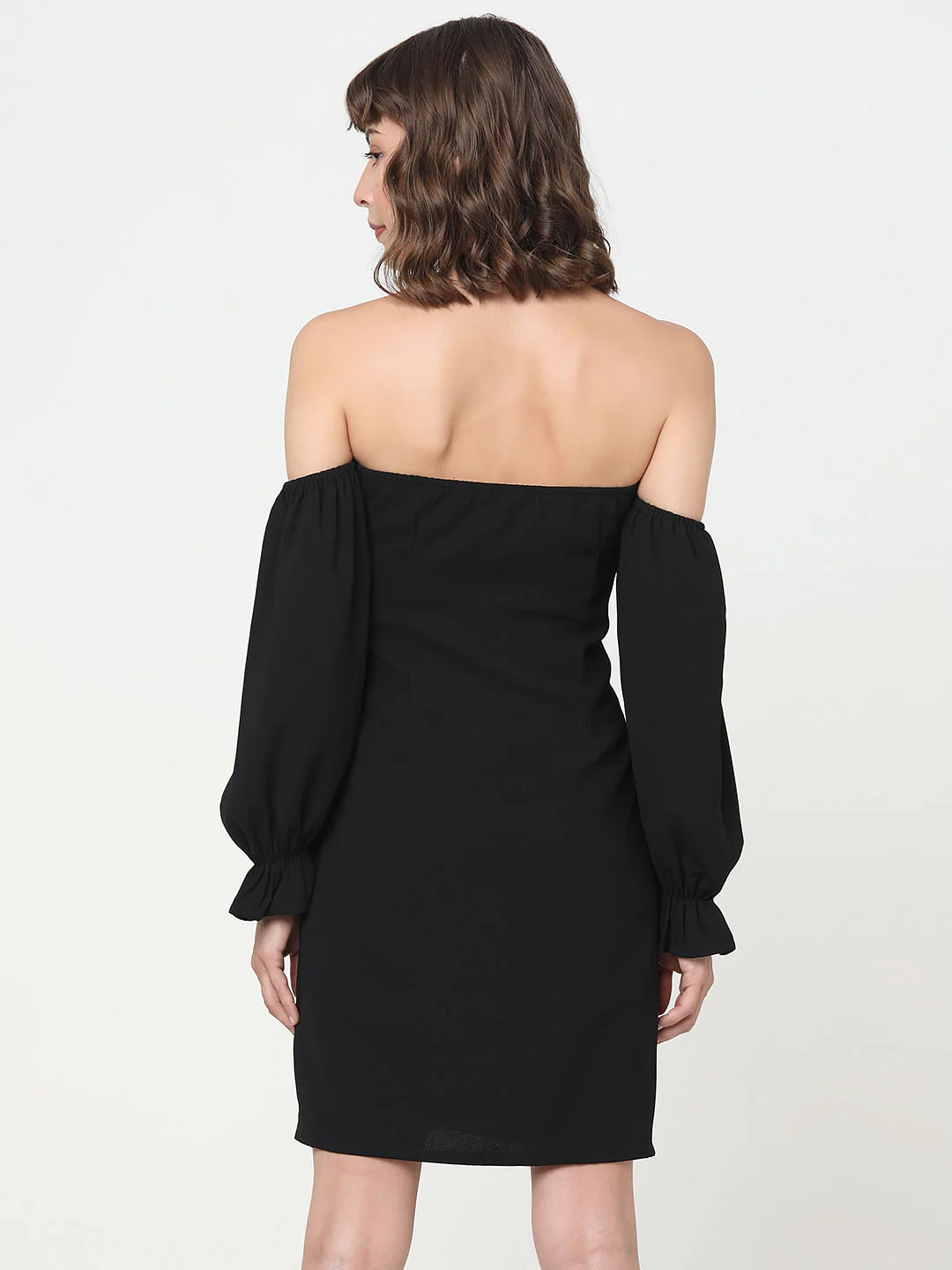Black Off-Shoulder Short Dress - Image 4