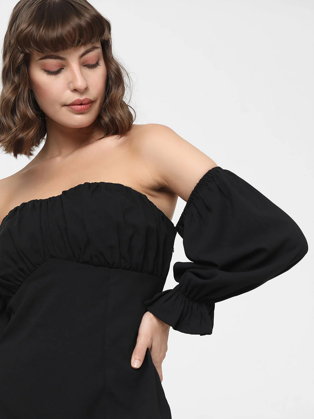 Black Off-Shoulder Short Dress - Image 6
