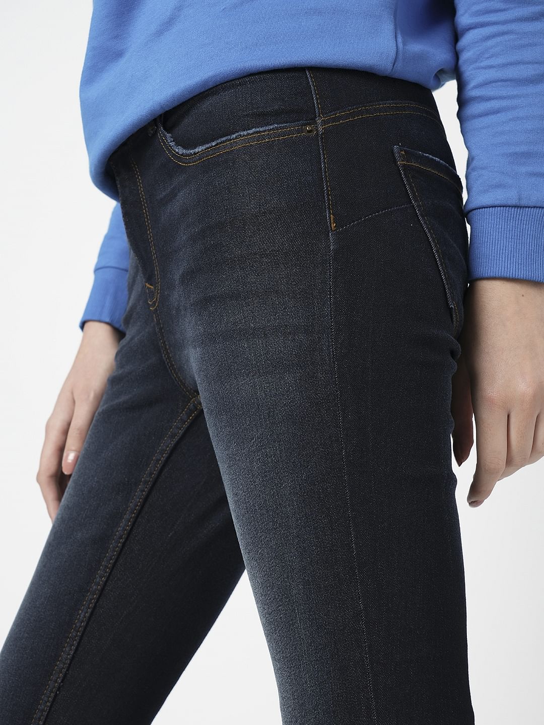 I.Scenery By Vero Moda Dark Blue Mid Rise Washed Wendy Skinny Jeans - Image 6