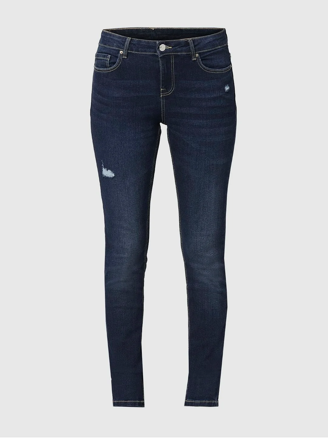 I.Scenery By Vero Moda Dark Blue Mid Rise Distressed Wendy Skinny Jeans - Image 7