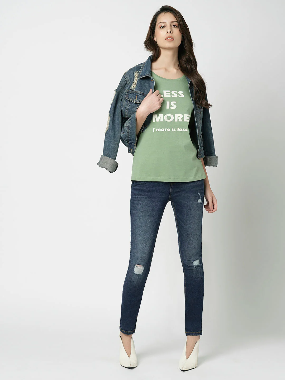 I.Scenery By Vero Moda Dark Blue Mid Rise Distressed Wendy Skinny Jeans - Image 5