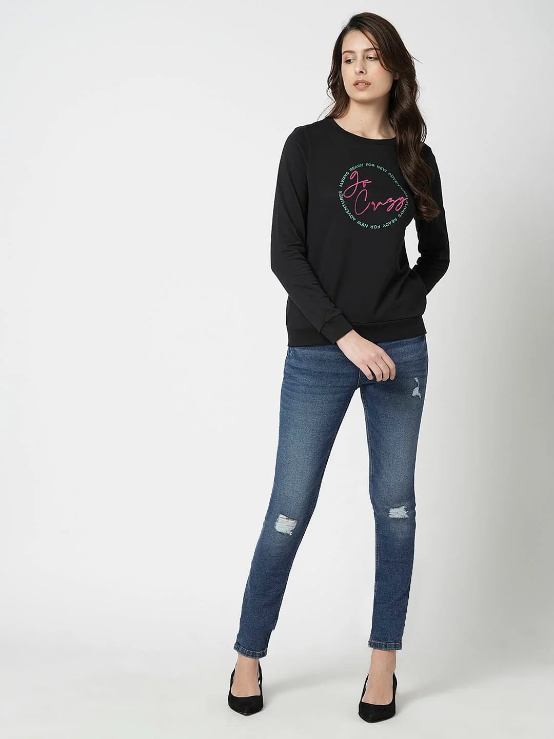 I.Scenery By Vero Moda Blue Mid Rise Distressed Skinny Jeans - Image 5