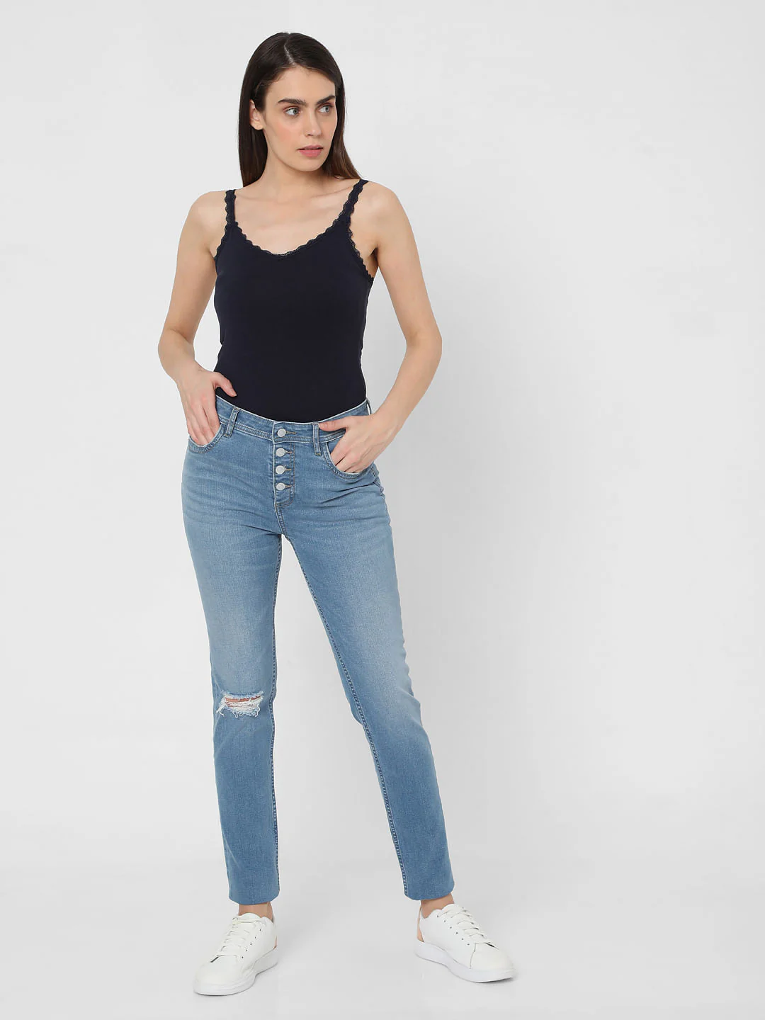 Light Blue High Rise Skinny Jeans - Image 2