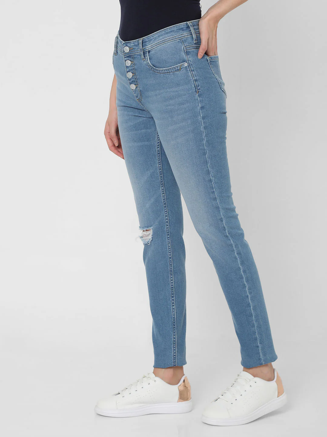 Light Blue High Rise Skinny Jeans - Image 3
