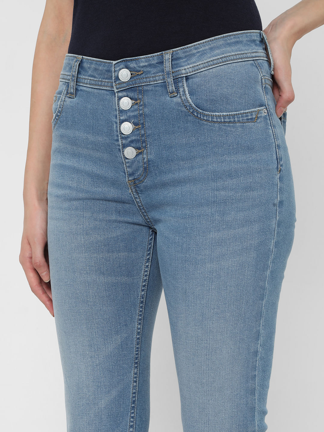 Light Blue High Rise Skinny Jeans - Image 5