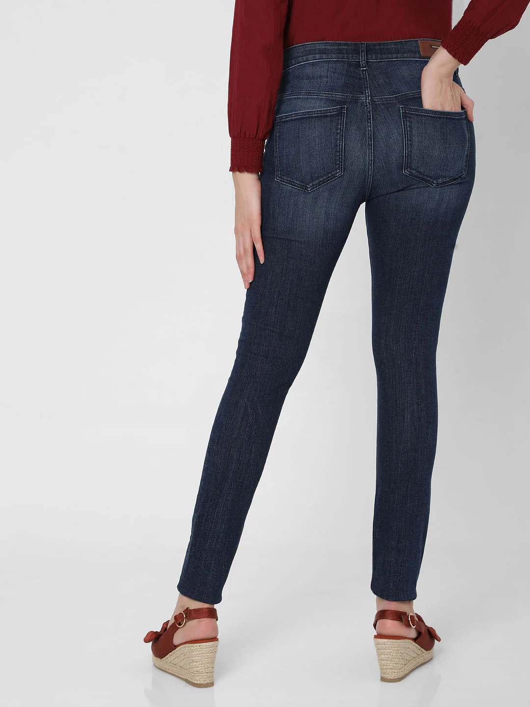 Blue High Rise Ripped Skinny Jeans - Image 4