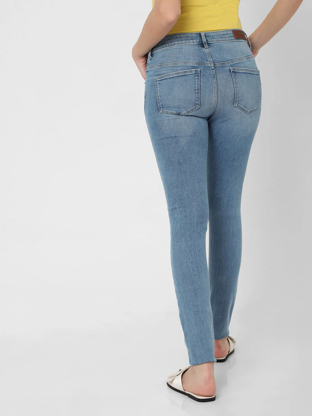 Light Blue High Rise Ripped Skinny Jeans - Image 4