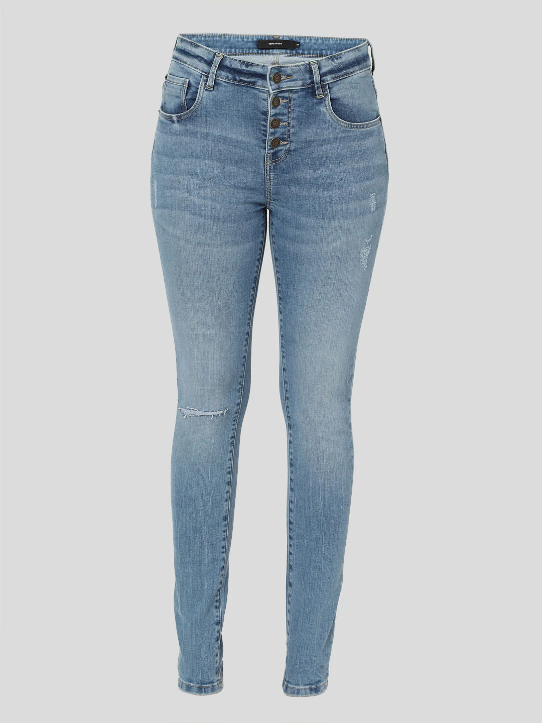 Light Blue High Rise Ripped Skinny Jeans - Image 6