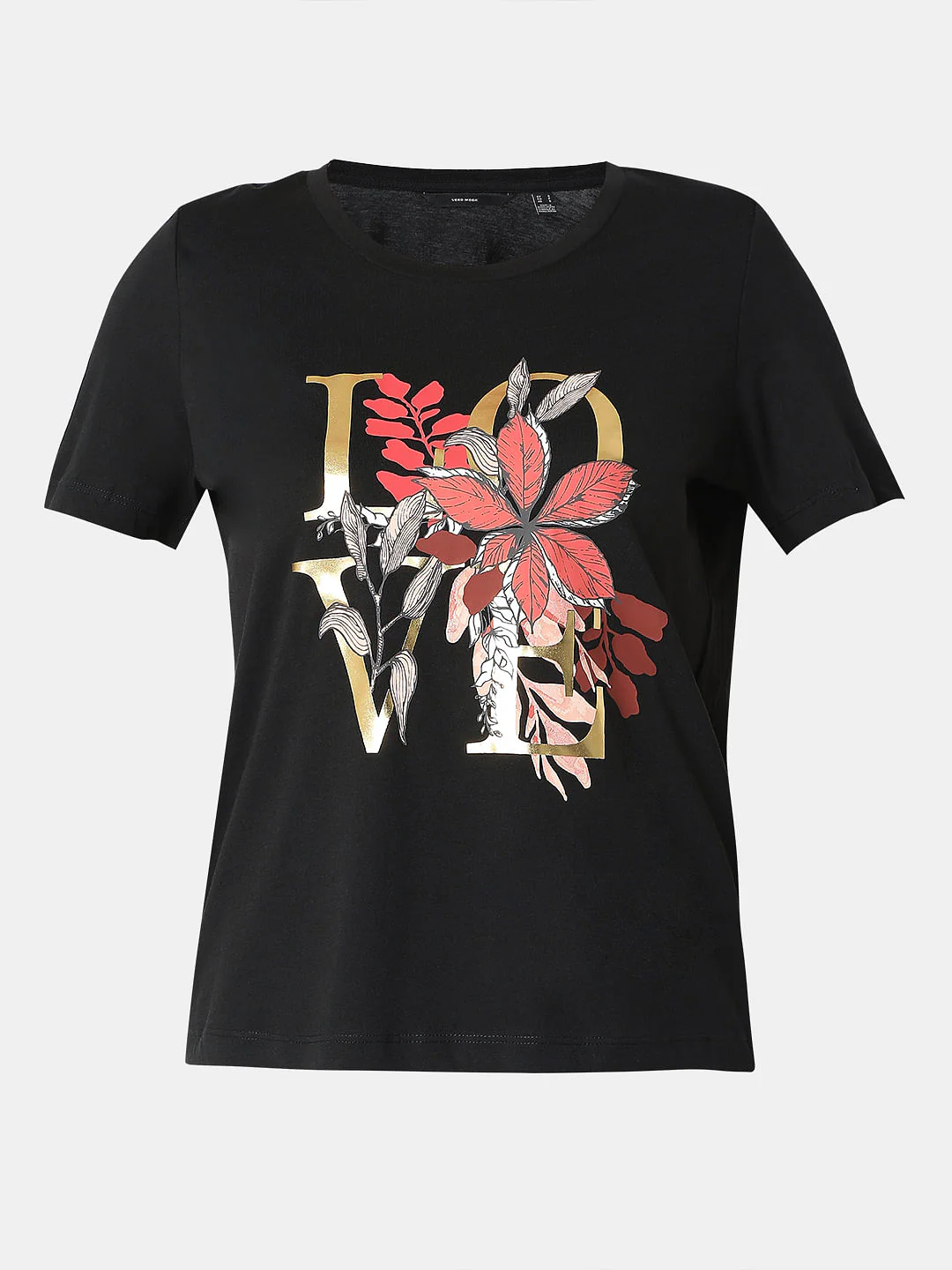 Black Round Neck Printed T-Shirt - Image 7
