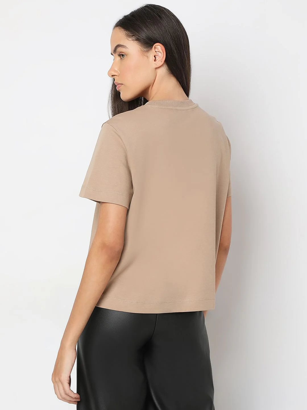 Beige Embroidered Organic Cotton T-Shirt - Image 4