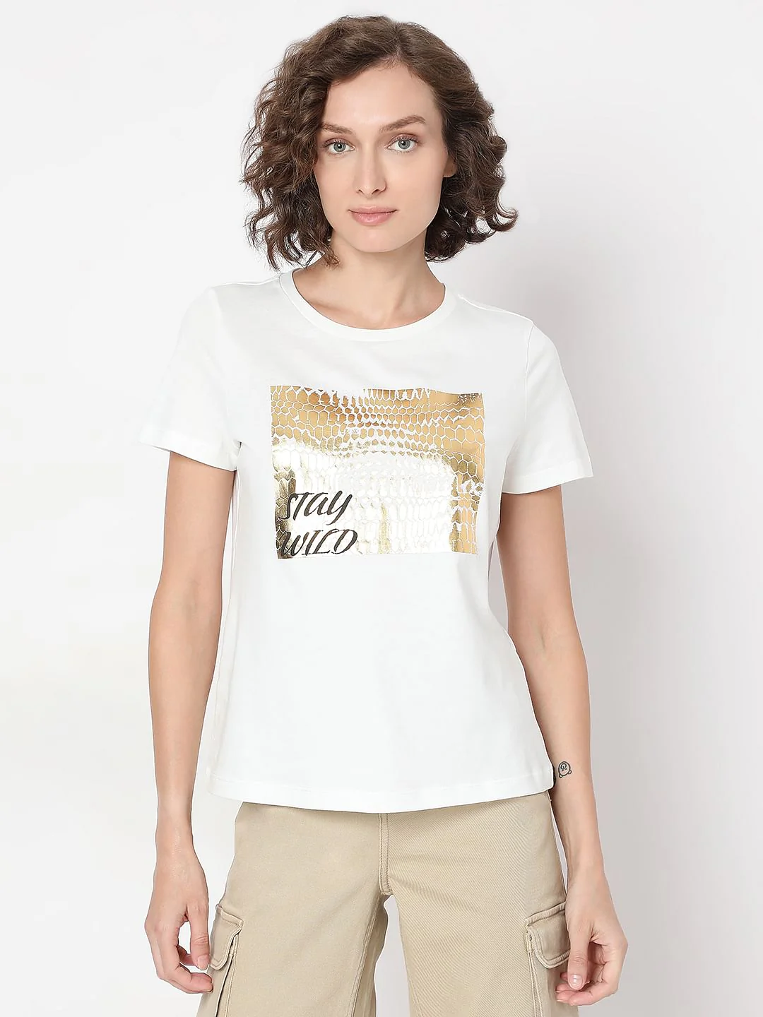 White Foil Print Organic Cotton T-Shirt - Image 2