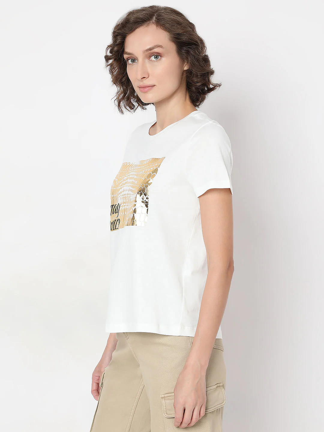 White Foil Print Organic Cotton T-Shirt - Image 3