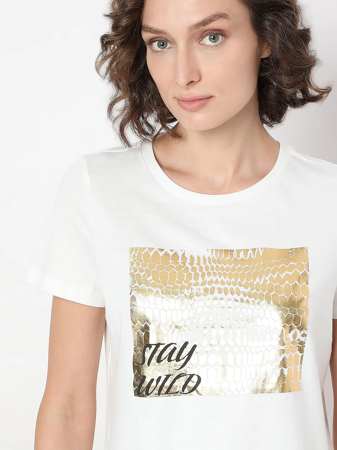 White Foil Print Organic Cotton T-Shirt - Image 6