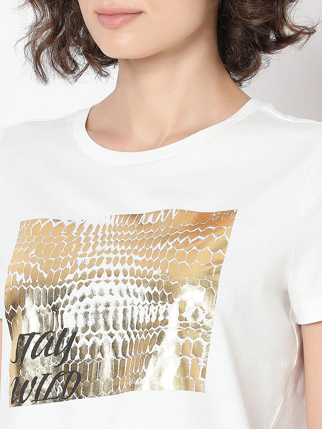 White Foil Print Organic Cotton T-Shirt - Image 8