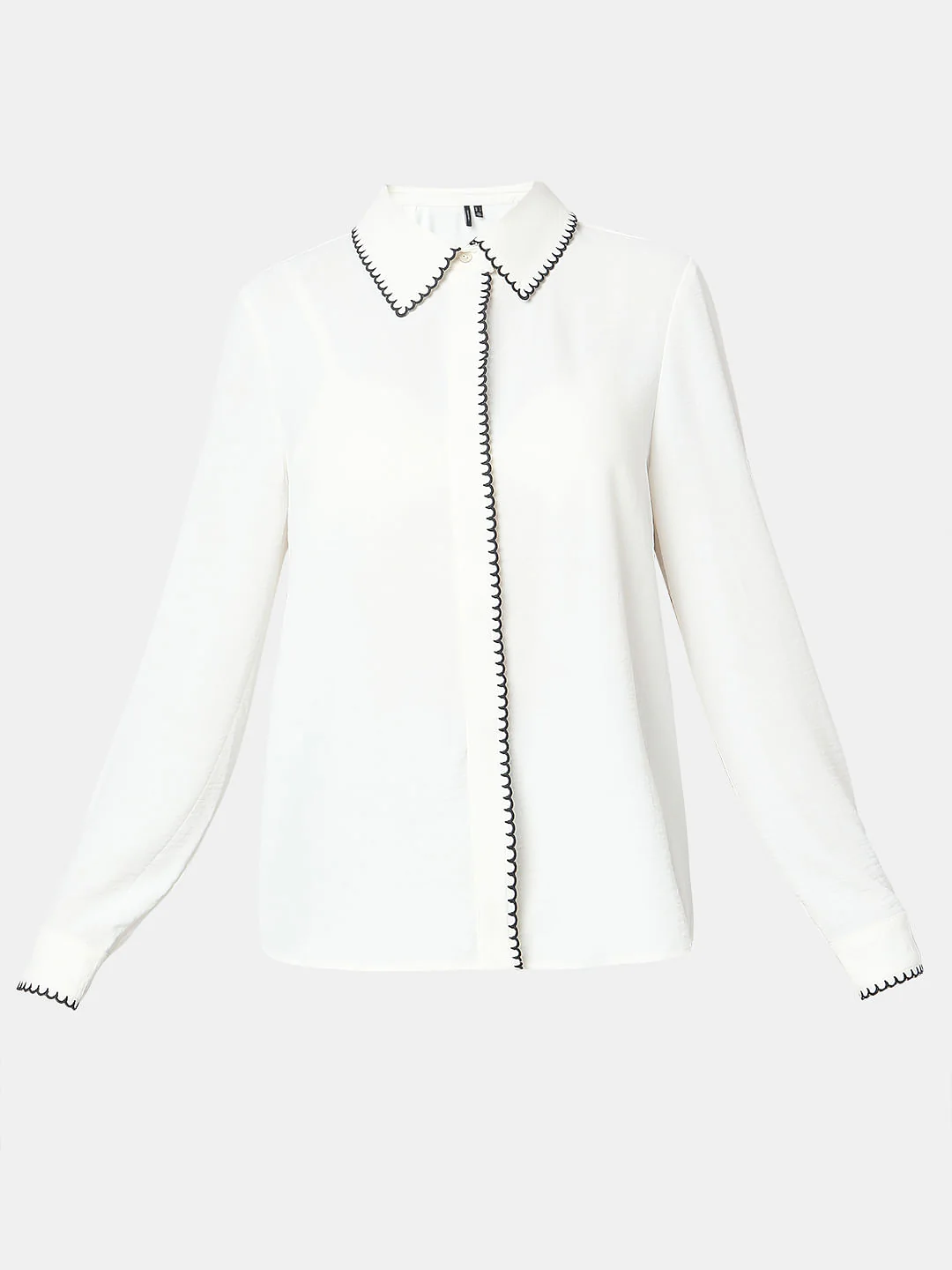 White Scallop Detail Shirt - Image 7