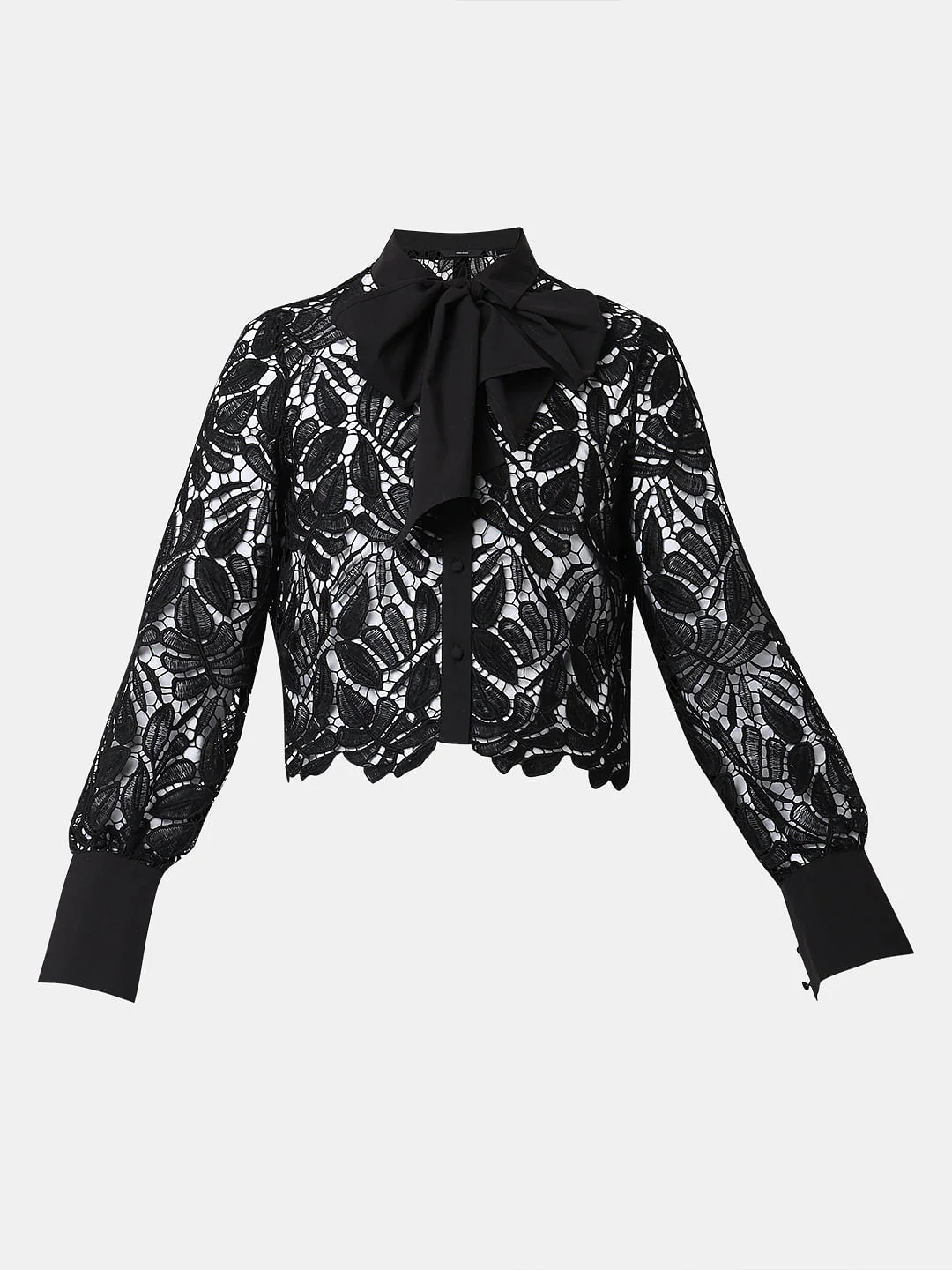 Black Pussy Bow Lace Shirt - Image 7
