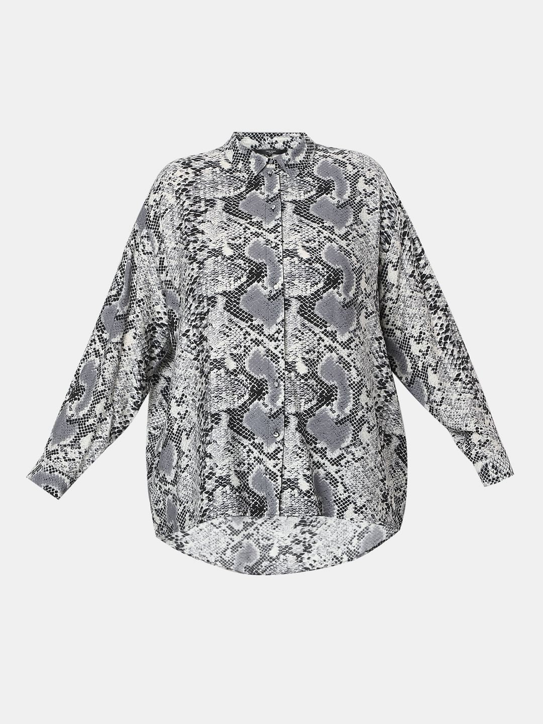 Curve Grey Animal Print Shirt - Image 7