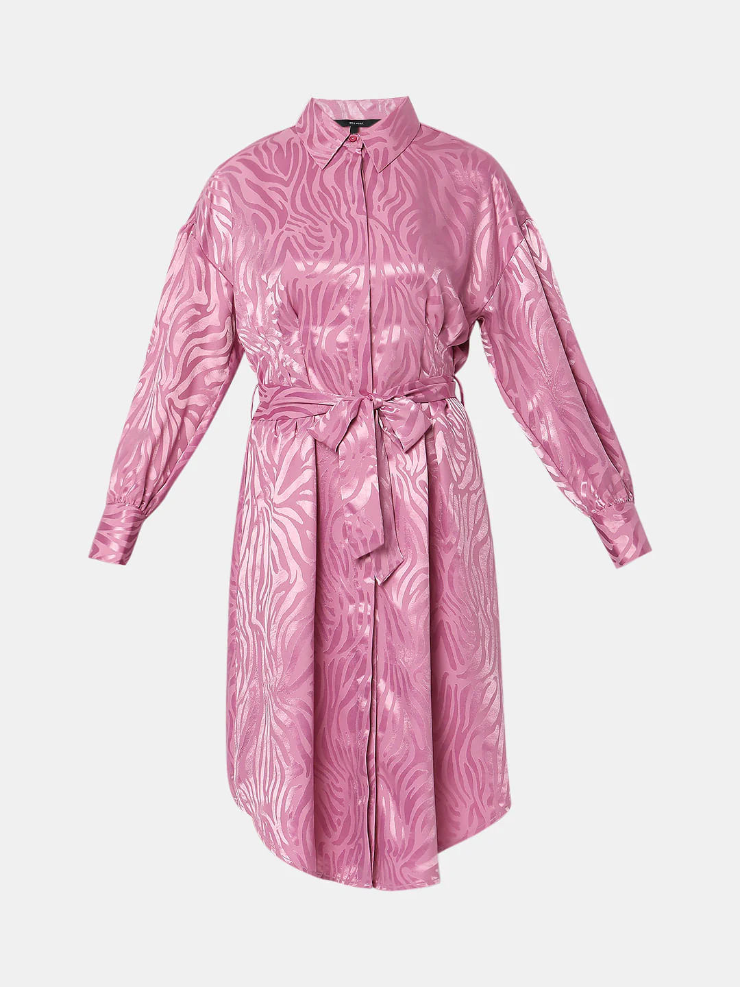 Pink Snakeskin Satin Shirt Dress - Image 6