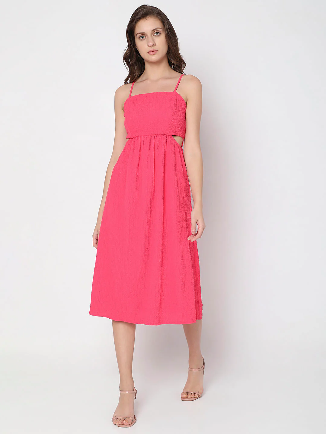 Pink Cut-Out Midi Dress - Image 2