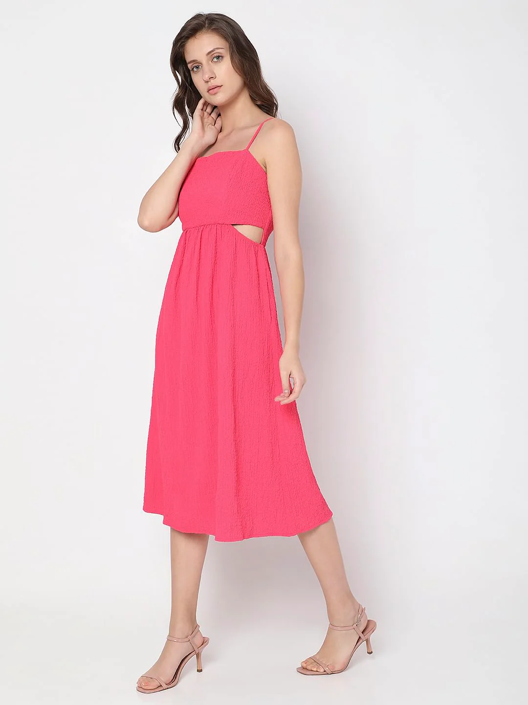Pink Cut-Out Midi Dress - Image 3