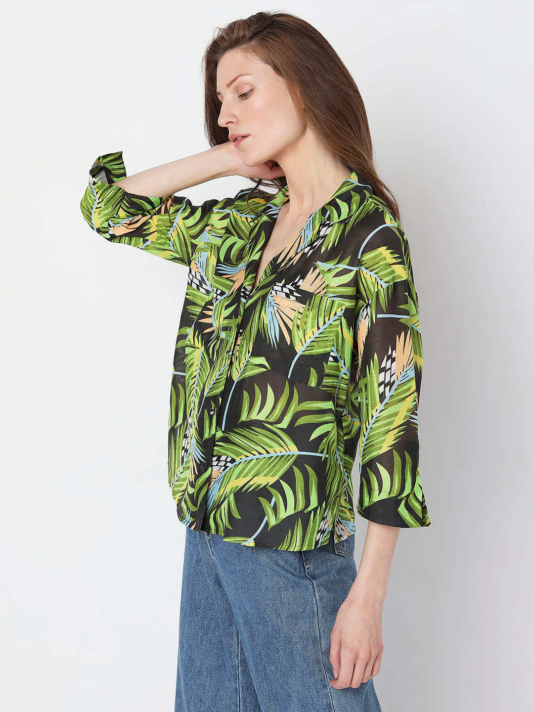 Green Tropical Print Shirt - Image 3