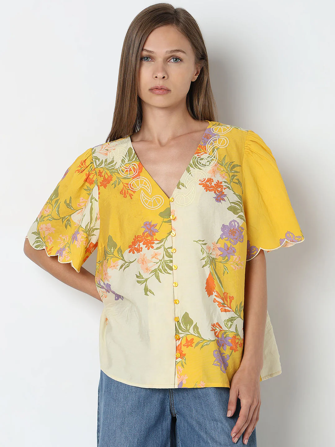 Yellow Floral Print Top - Image 2