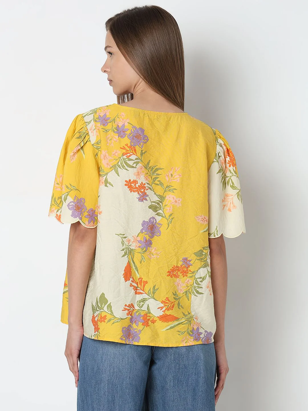 Yellow Floral Print Top - Image 4