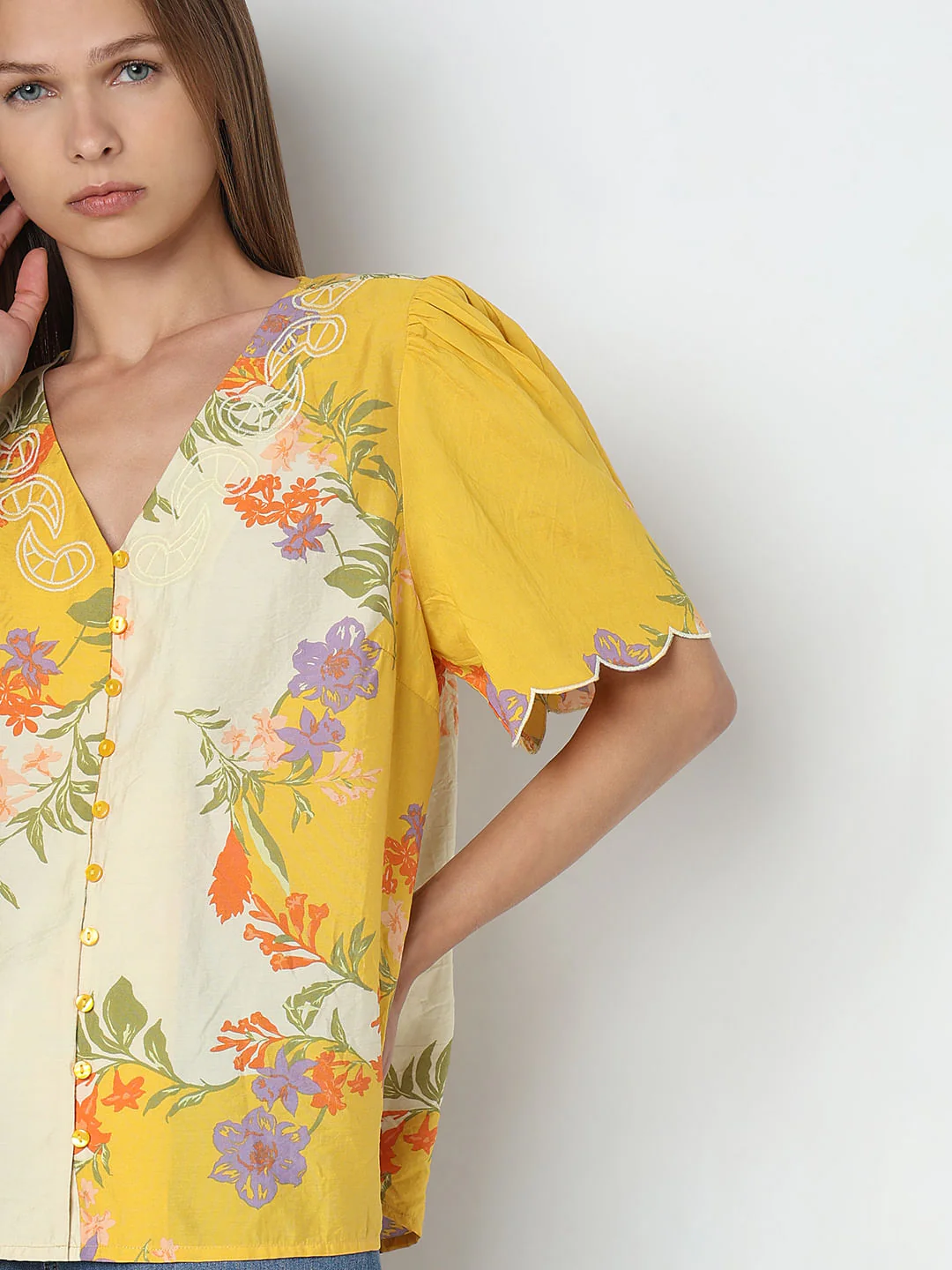 Yellow Floral Print Top - Image 6