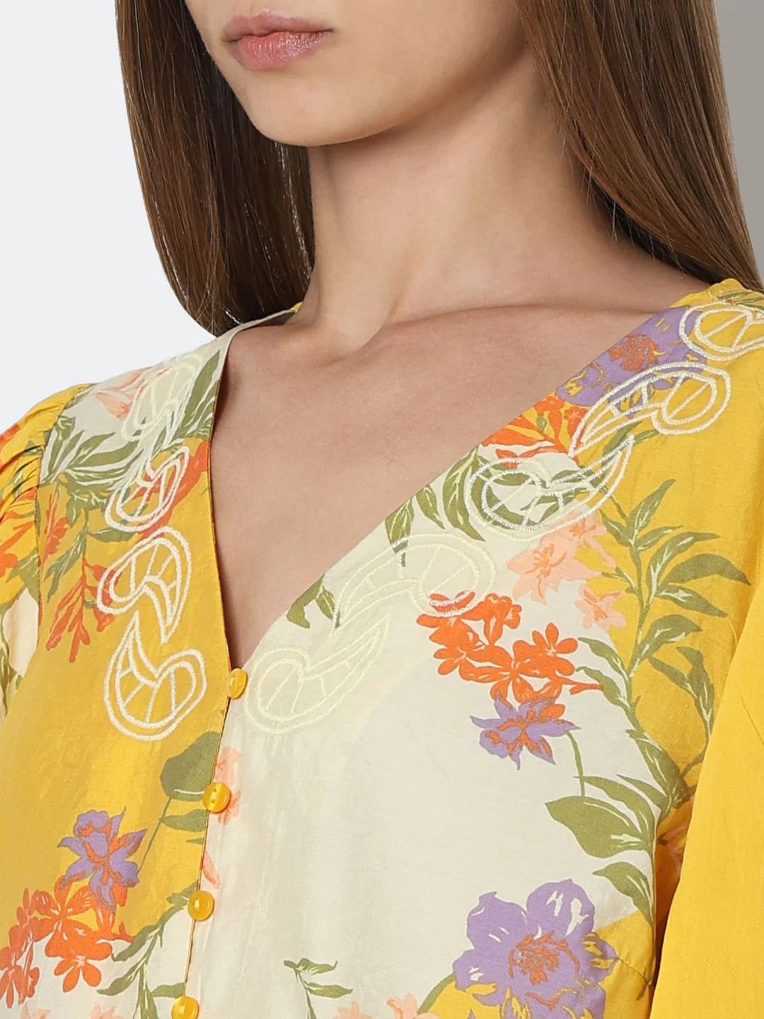 Yellow Floral Print Top - Image 8