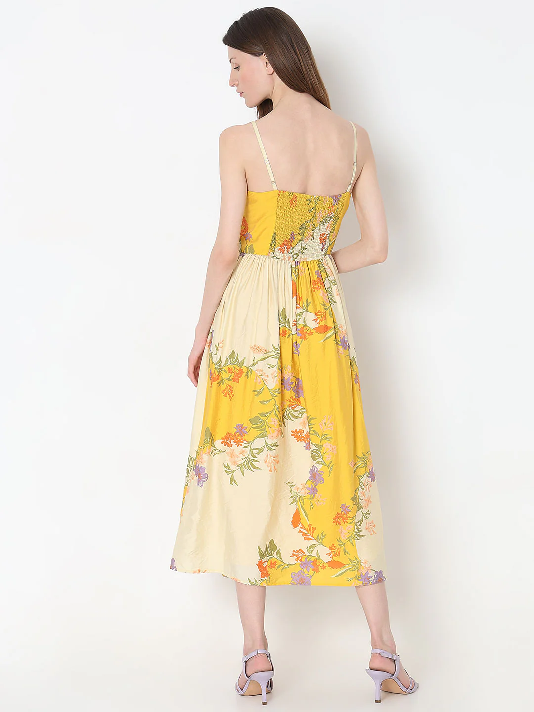 Yellow Floral Midi Dress - Image 4
