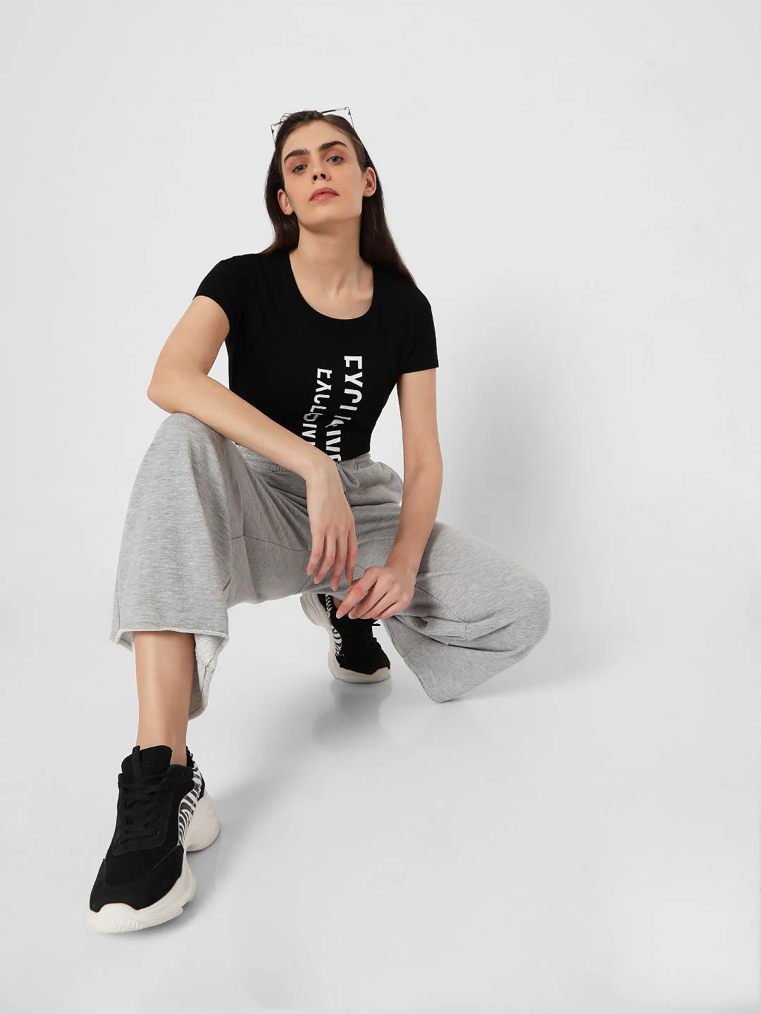 Black Typographic Print T-Shirt