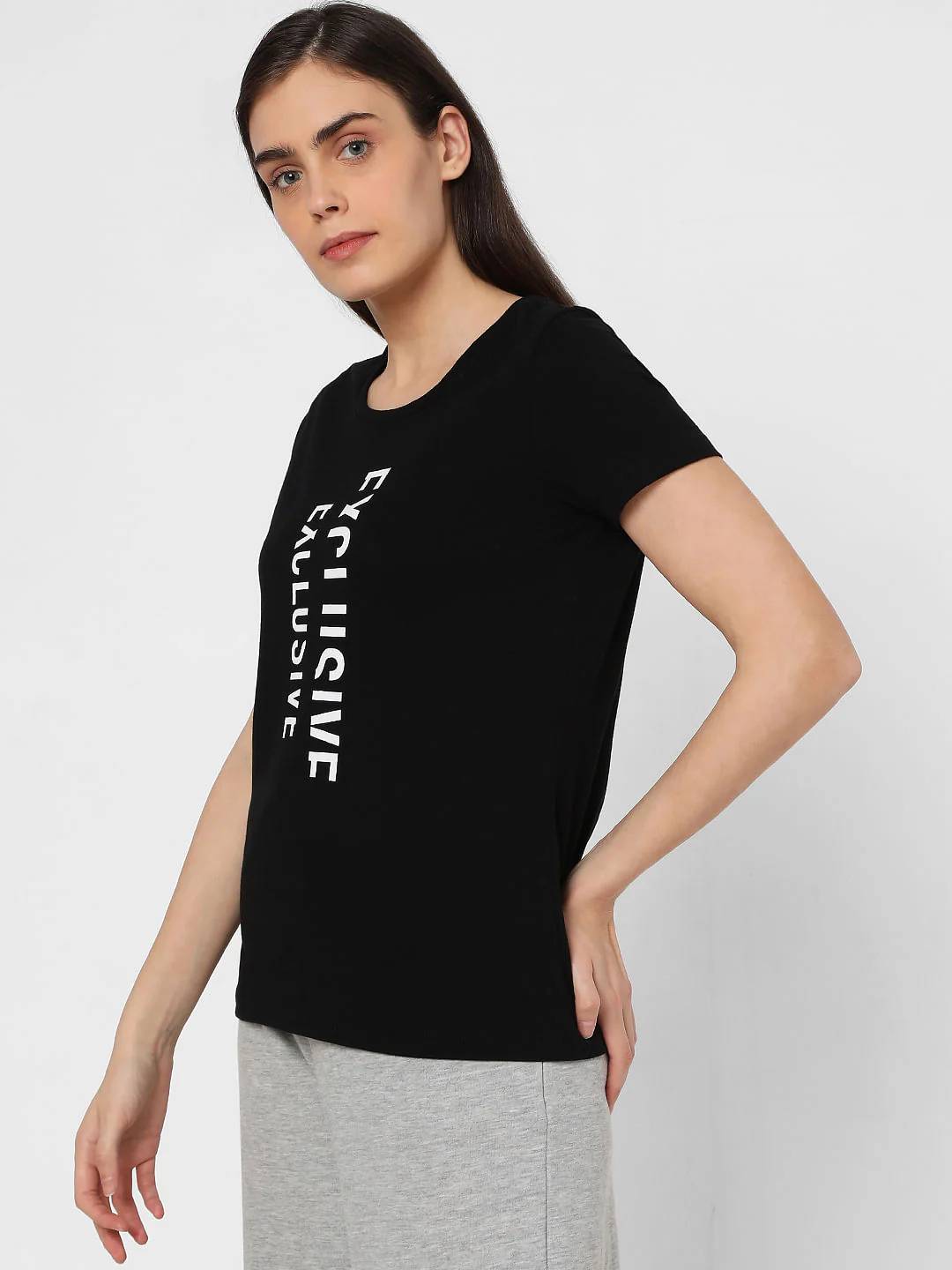 Black Typographic Print T-Shirt - Image 3